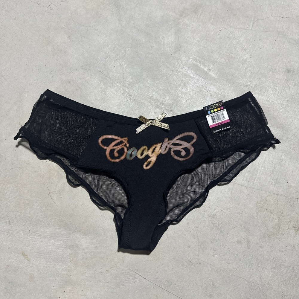 VTG Y2K COOGI Women's Underwear Black Graphic Print SZ Small NWT Lace Sexy